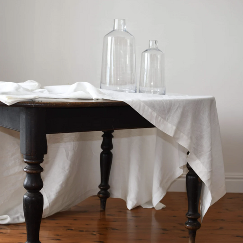 Long Linen Tablecloth, Tamworth, NSW - White