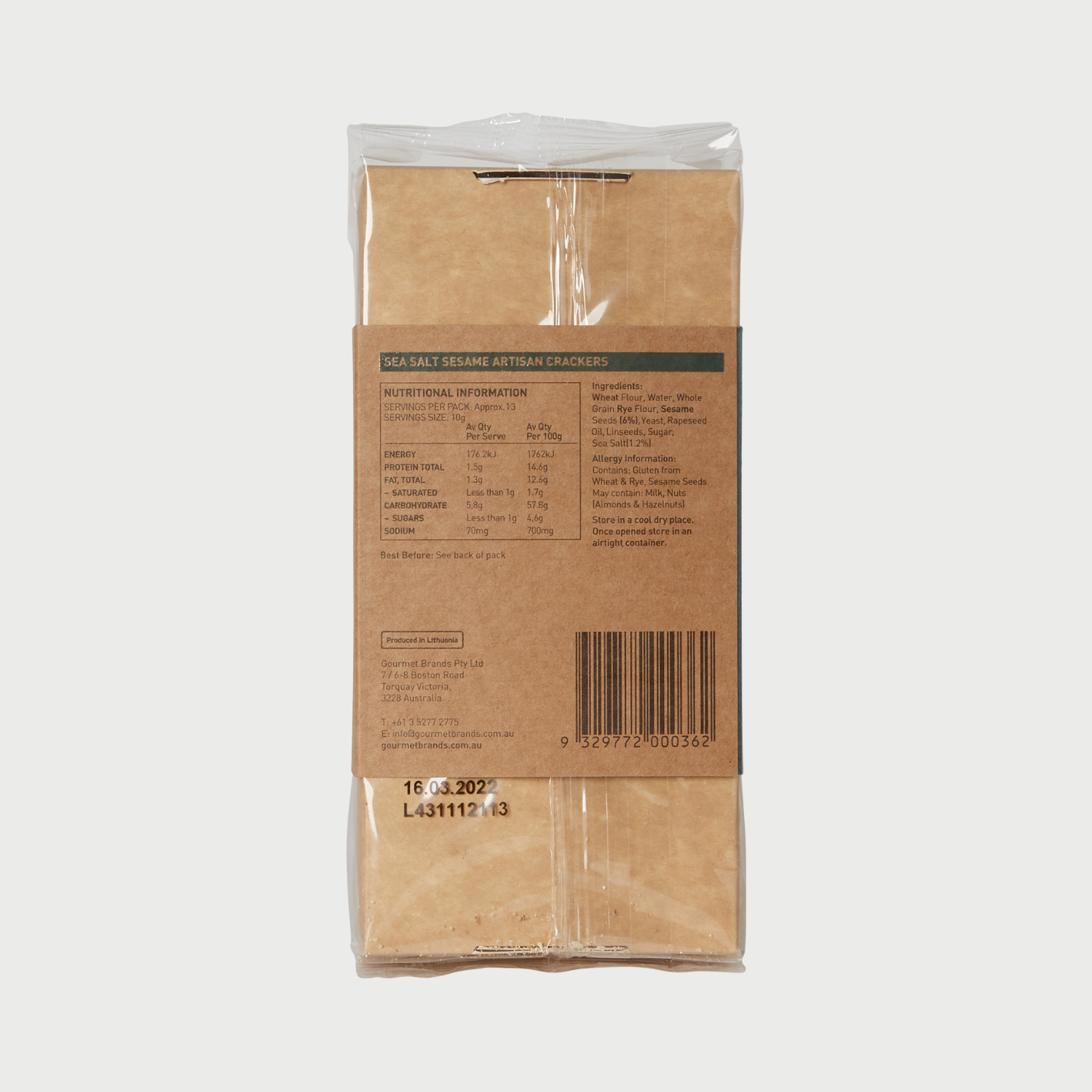 Sea Salt & Sesame Artisan Crackers