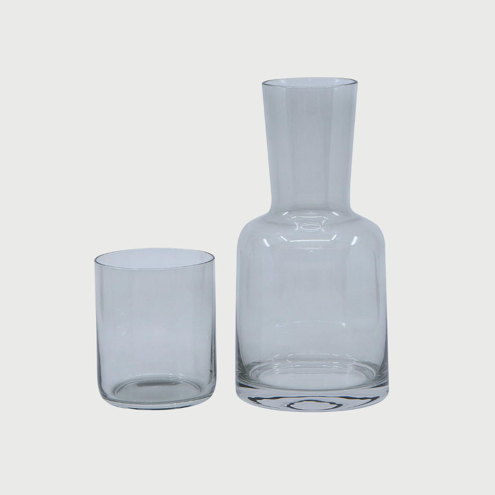 Glass Hand Blown Carafe Set - Translucent Smoke