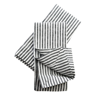 Long Lunch Linen Napkins, Set of Two, Tamworth, NSW - Salt and Pepper Stripe