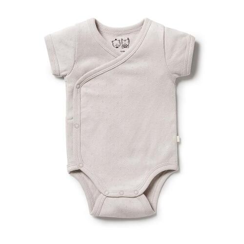 Organic Pointelle Kimono Bodysuit Natural 