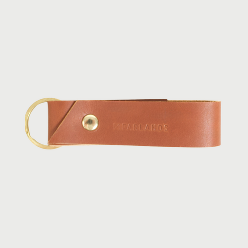 Tan Leather Key Ring with Brass Hardware