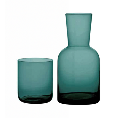 Glass Hand Blown Carafe Set Teal