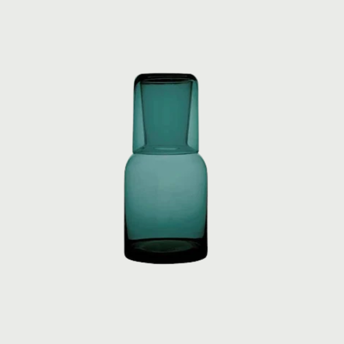 Glass Hand Blown Carafe Set - Teal