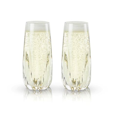 Viski Crystal Stemless Champagne Flutes