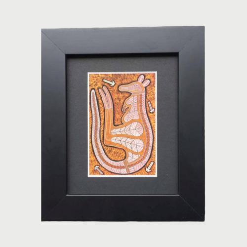 Large Framed Aboriginal Kangaroo Art Print