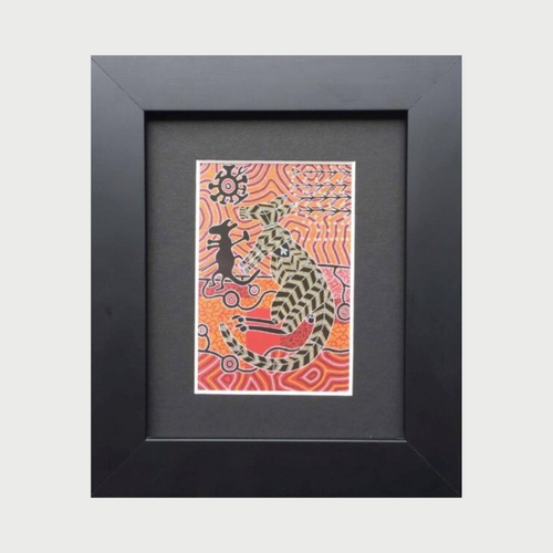 Framed Aboriginal Kangaroo Art Print