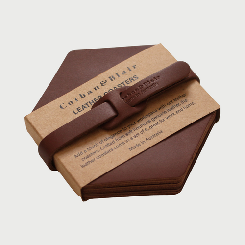Artisan Hexagonal Leather Coasters