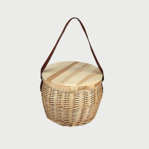 Round Wicker Picnic Cooler Basket