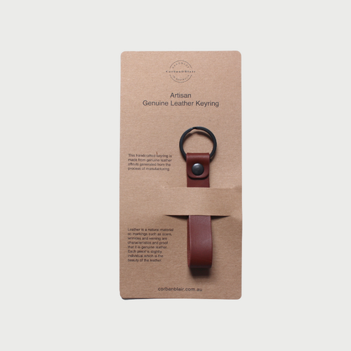 Artisan Leather Keyring  - Tan