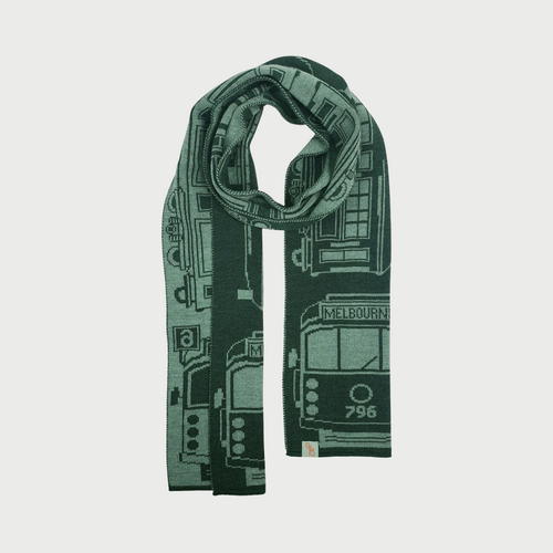 Merino Tram Scarf in Green