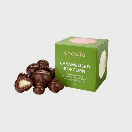 Caramelised Popcorn in Milk Chocolate Cube