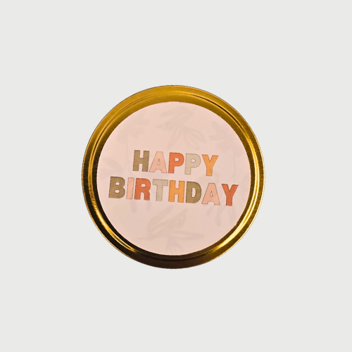 Happy Birthday Candle in Gold Tin with Lid