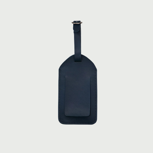 Navy Leather Luggage Tag